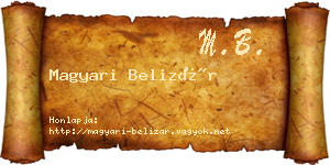 Magyari Belizár névjegykártya